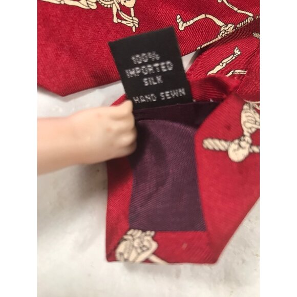 Anatomical Chart Co. Red Silk Skeletons Playing Sports Tie - Picture 3 of 5
